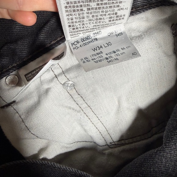 Levis 505 Regular Fit Jeans Mens 34x30 Black Denim Straight Leg - Picture 10 of 11